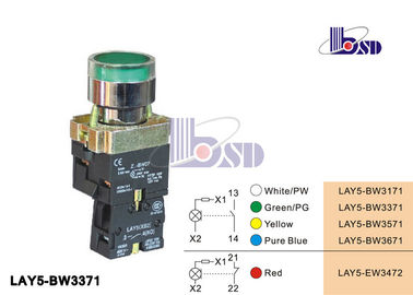 660V Green Flat Momentary Switch Via Integral Resistance LAY5（XB2）-BW3371